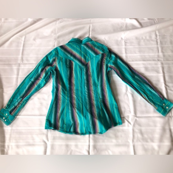 Wrangler Blue and Purple Pearl Snap Western Shirt - Picture 10 of 12